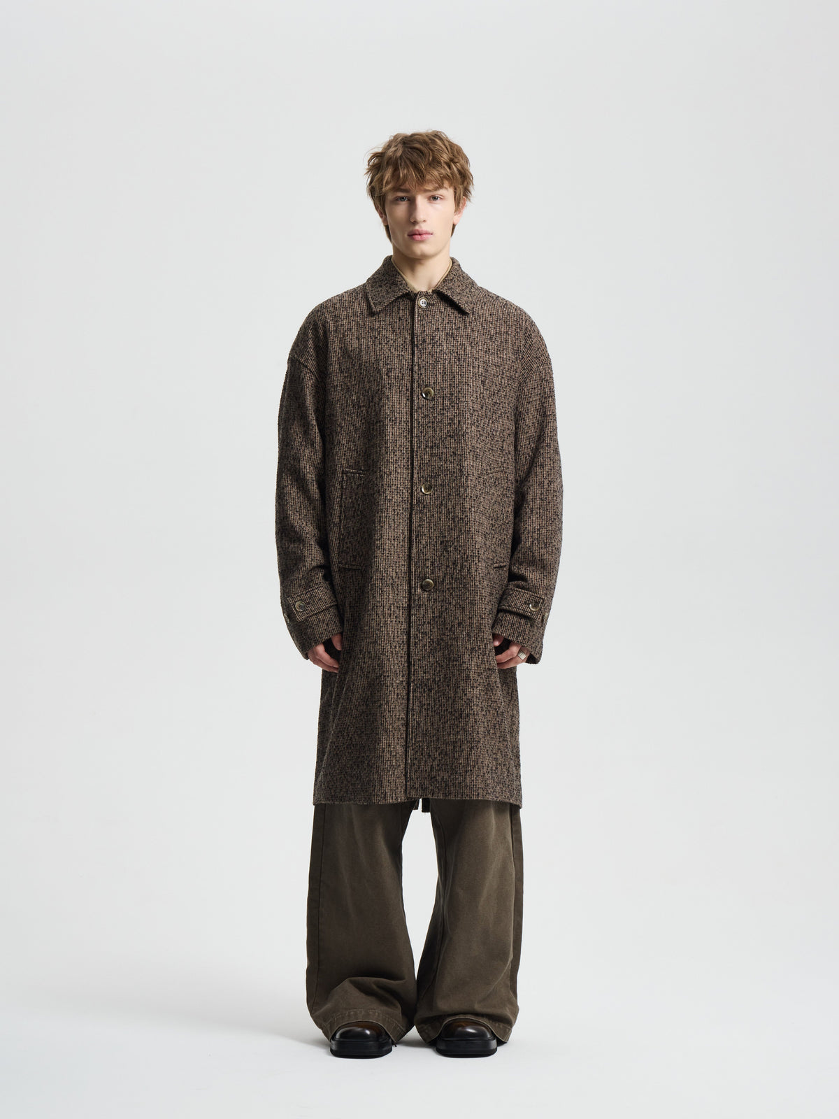 Merely Casentino Wool Check Gurkha Coat
