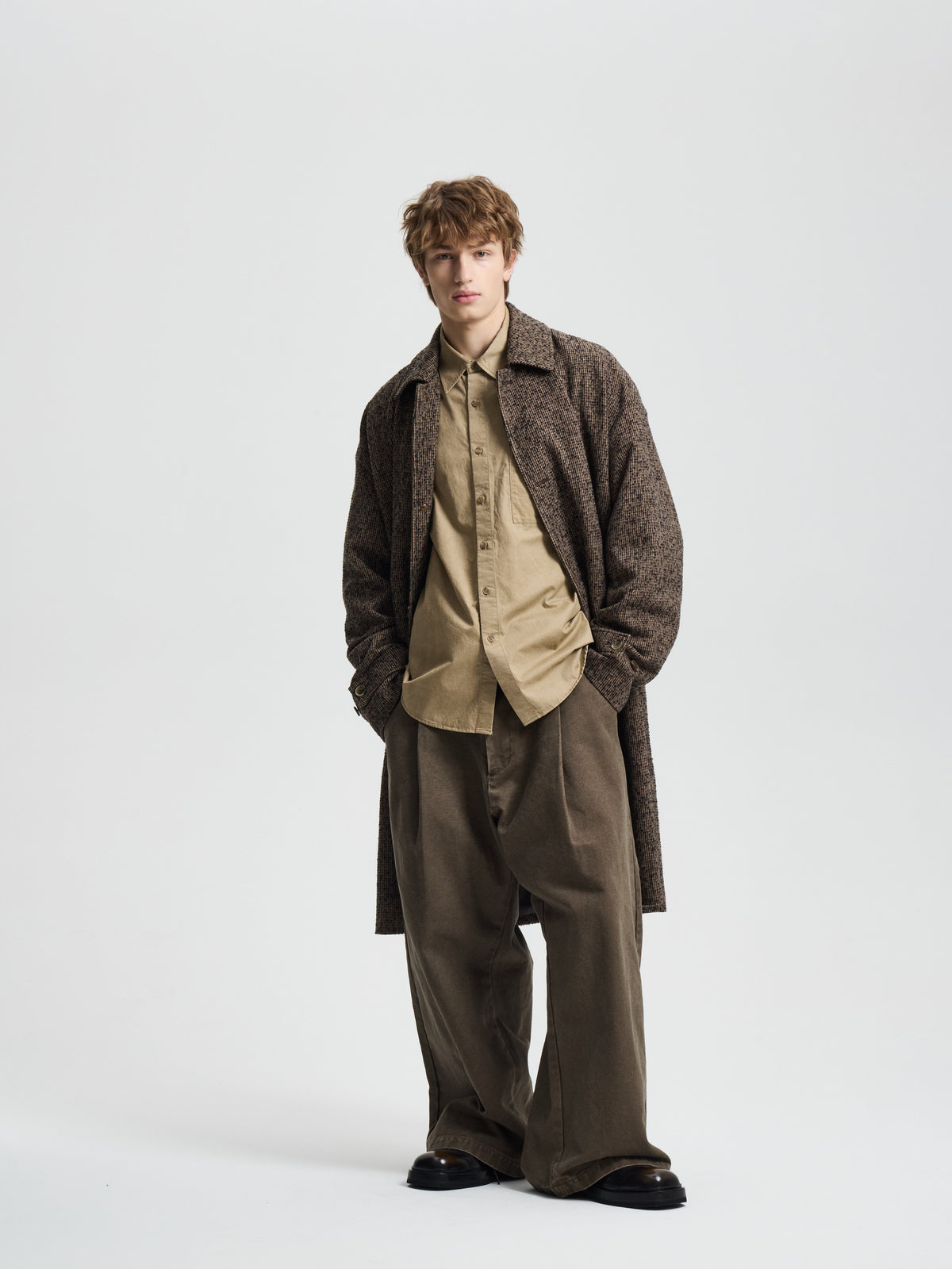 Merely Casentino Wool Check Gurkha Coat
