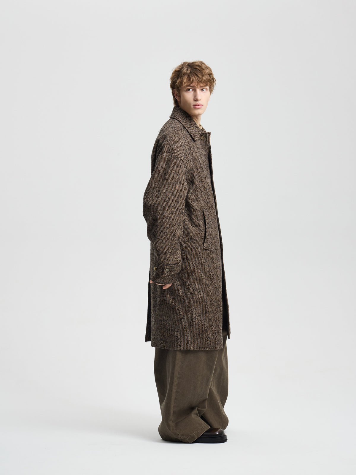 Merely Casentino Wool Check Gurkha Coat