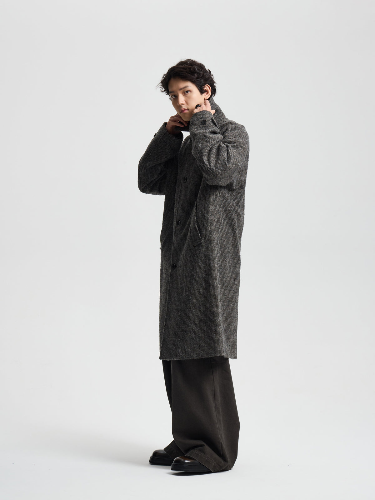 Merely Casentino Wool Check Gurkha Coat