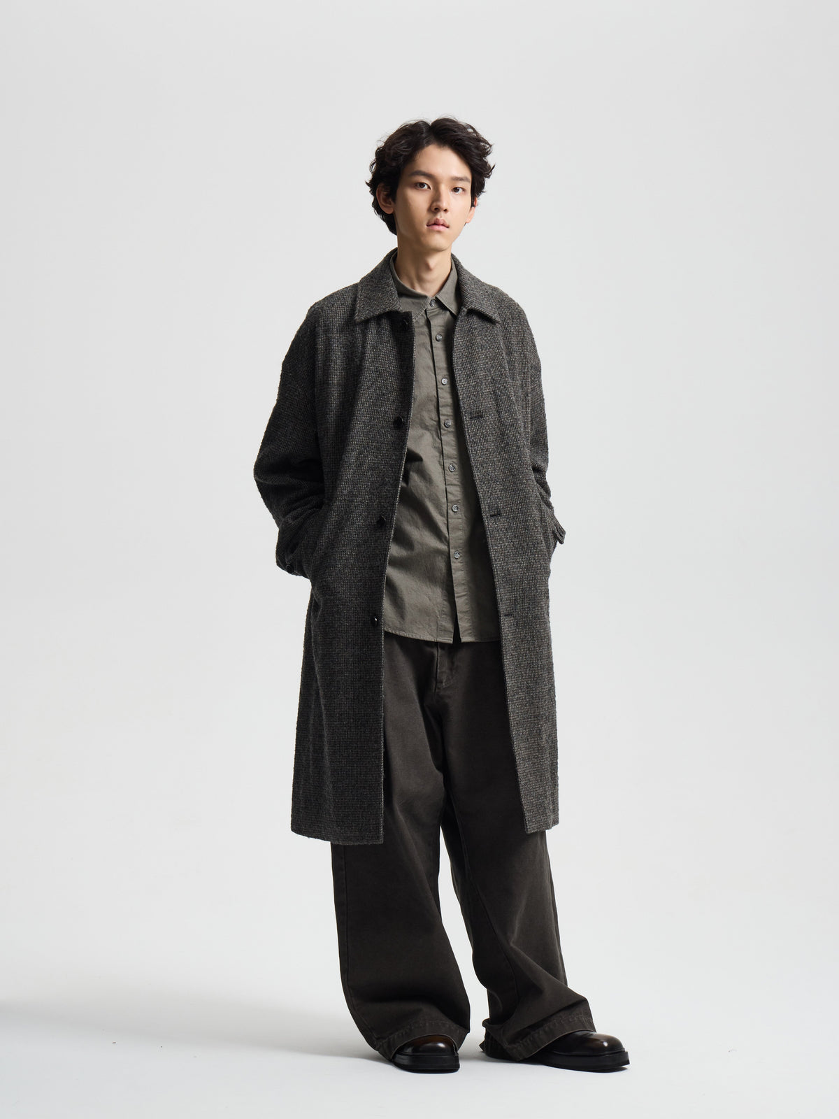 Merely Casentino Wool Check Gurkha Coat