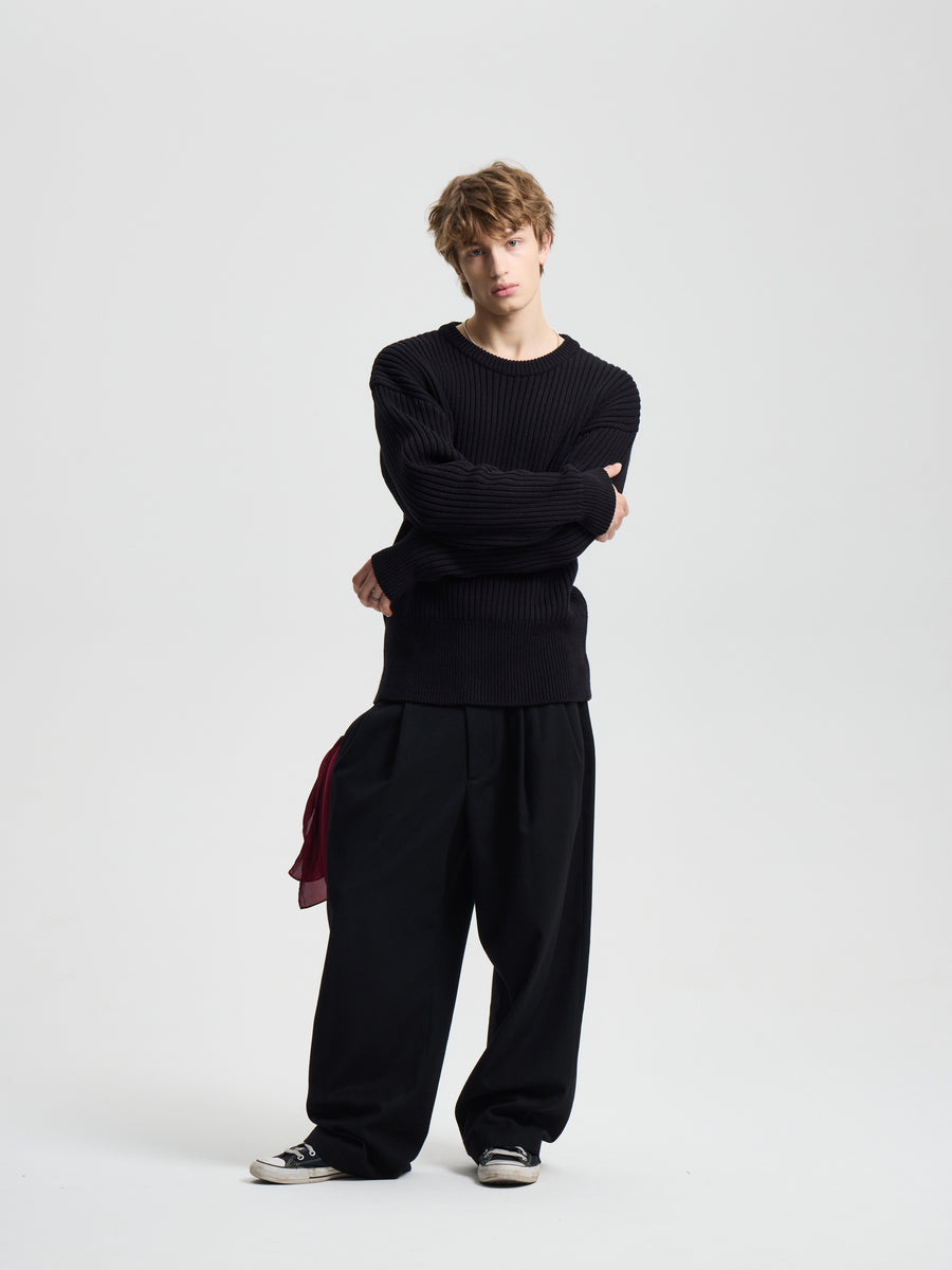 Merely Snug Cotton Melange Blouson Sweater
