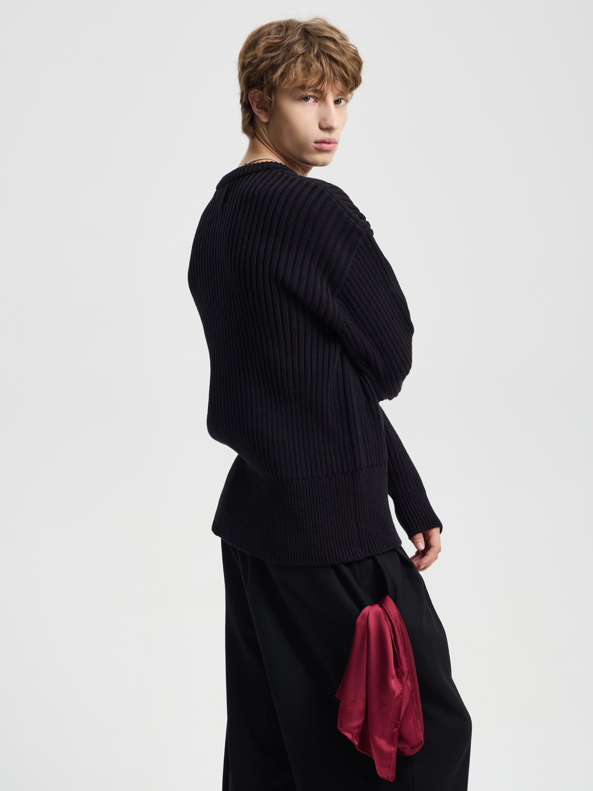 Merely Snug Cotton Melange Blouson Sweater