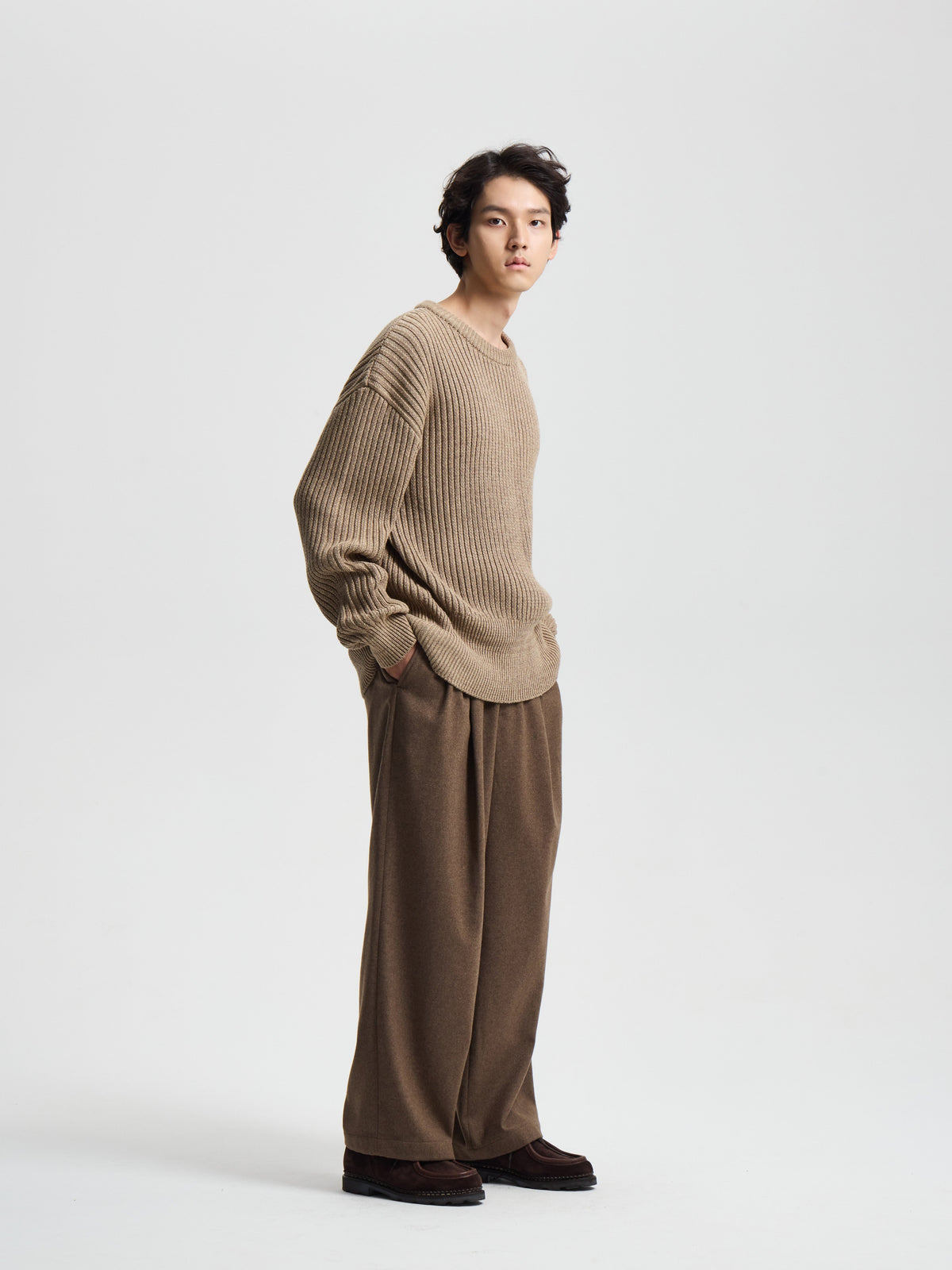 Merely Snug Cotton Melange Blouson Sweater