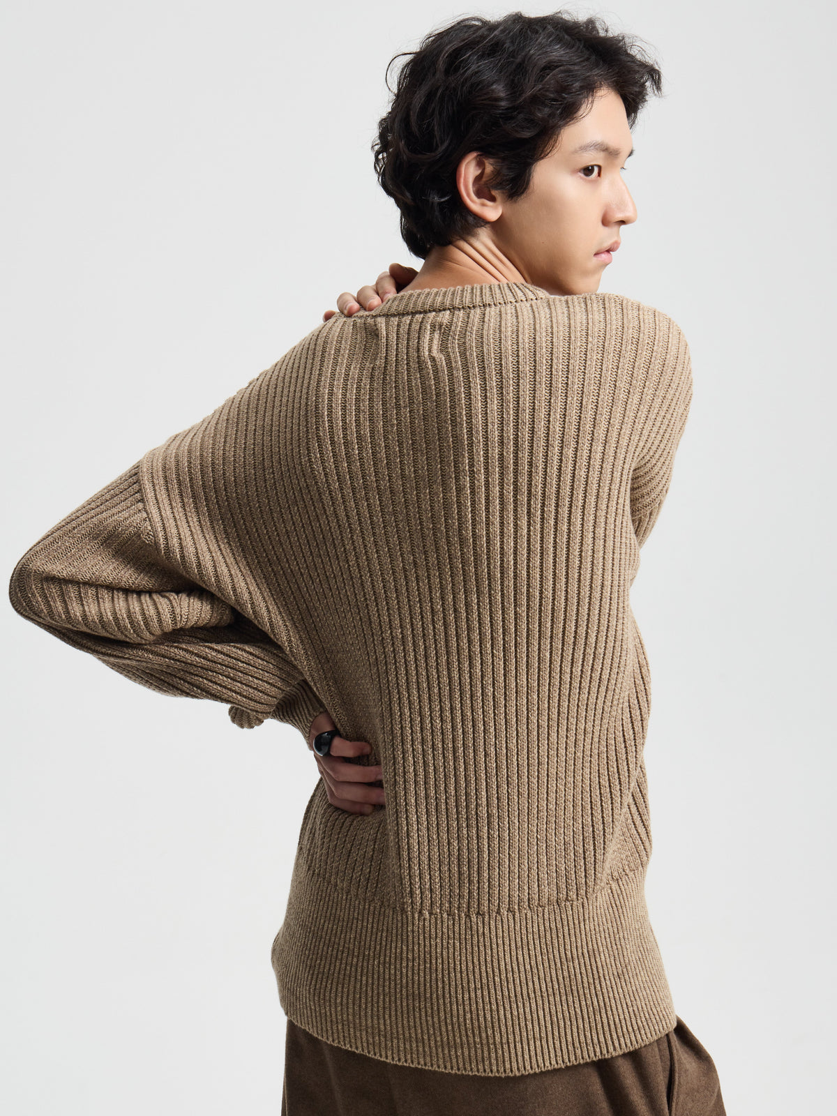 Merely Snug Cotton Melange Blouson Sweater